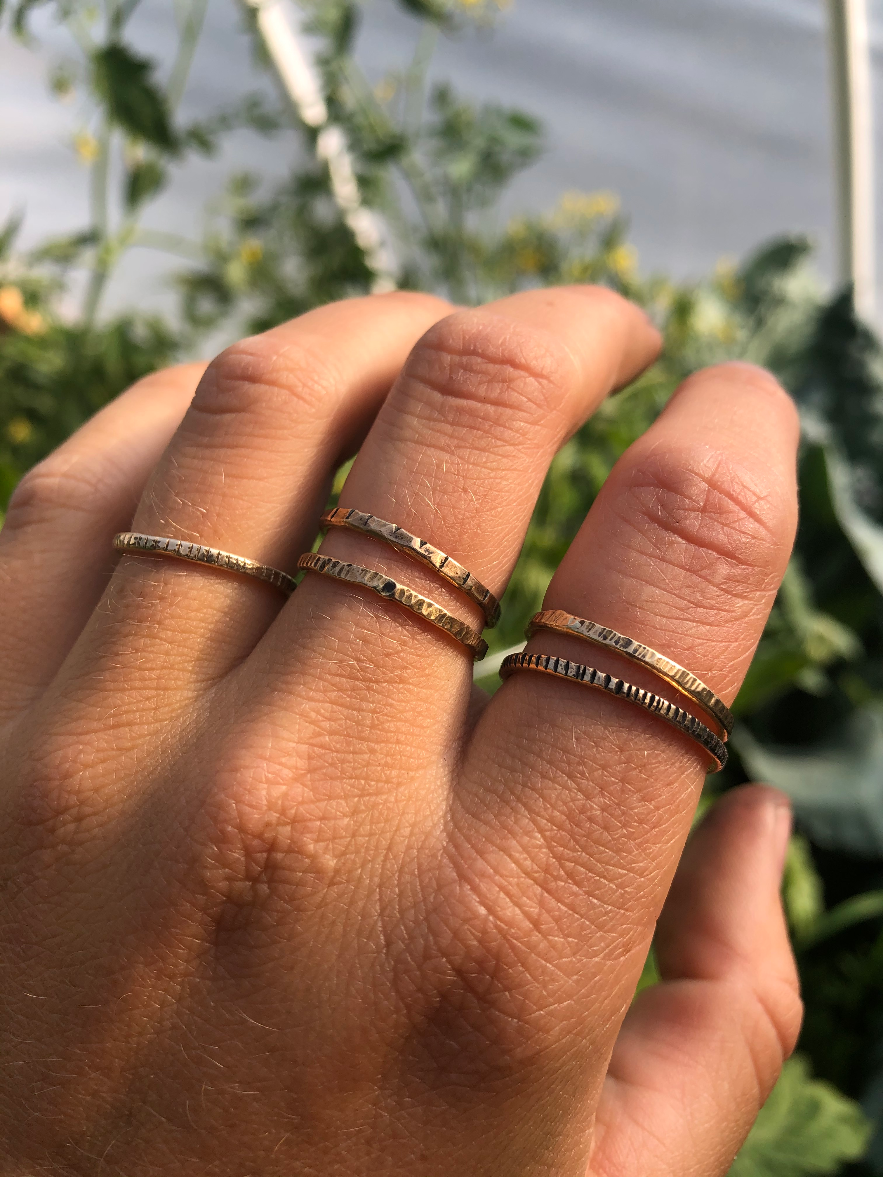 Stamped Gold Stackers